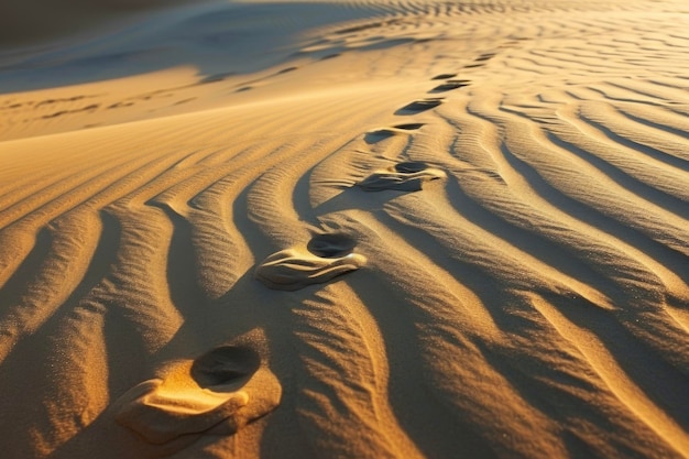 Una textura de arena con dunas y huellas