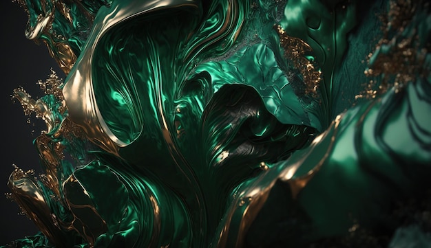 Textura artesanal verde esmeralda que é abstrata com pano de fundo de textura de design de mármore dourado e prateado Generative AI