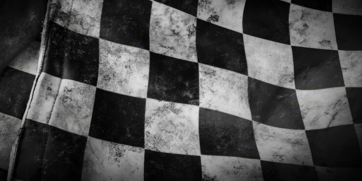 Foto textura de la bandera de carreras a cuadros en blanco y negro