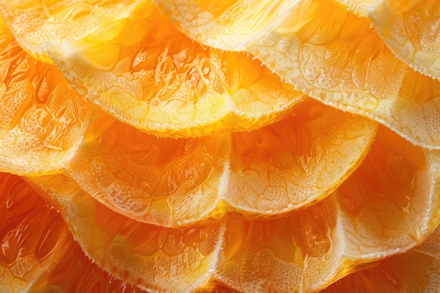 La textura brillante de la cáscara de naranja Detalle de primer plano de las cáscaras de cítricos ricas en antioxidantes