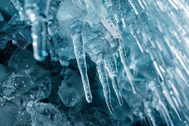 Foto la textura brillante del cristal de hielo la textura abstracta del invierno brillante