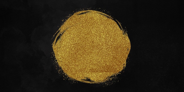 Textura de brillo dorado de círculo abstracto sobre fondo negro