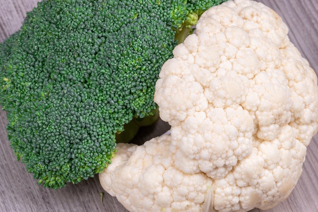 Textura de brócoli fresco y verduras de califlor Fotografía macro