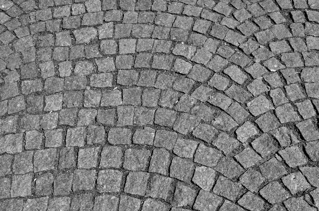 textura de la calzada pavimentada de piedra gris