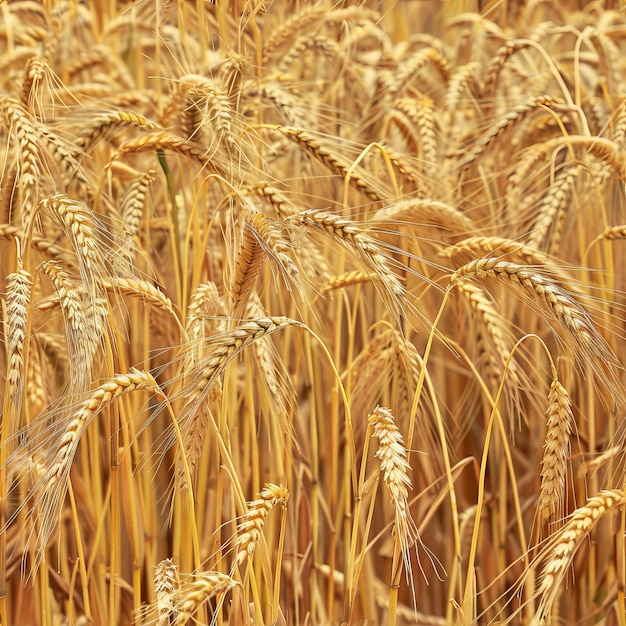 Textura del campo de trigo Orejas de cebada doradas Fondo Cereales en maduración Paisaje con enfoque selectivo