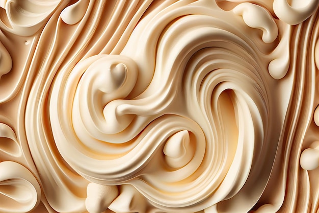 Textura de caramelo derretido Olas de helado Fondo de helado suave Maqueta de yogur que fluye sedoso Ilustración de IA generativa abstracta