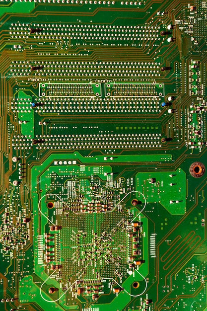 Textura de chip de computadora verde electrónico