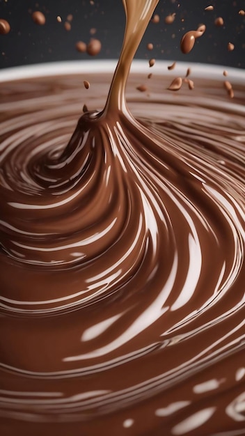 Foto textura de chocolate con leche líquido en un remolino