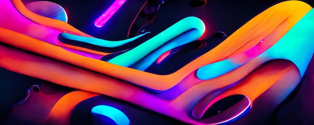 Textura de color abstracta luces de neón de patrón futurista moderno sobre un fondo negro
