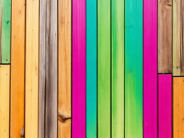 Foto textura de color arco iris de la pared de madera