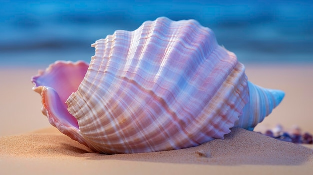 Foto textura de conchas marinas y gradación de color en la playa una composición visual generada por ia