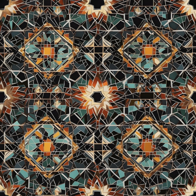 Textura sin costuras de ornamento de mosaico árabe imagen generada por red neuronal