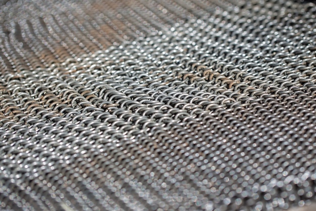 Foto textura de cota de malla de hierro antiguo