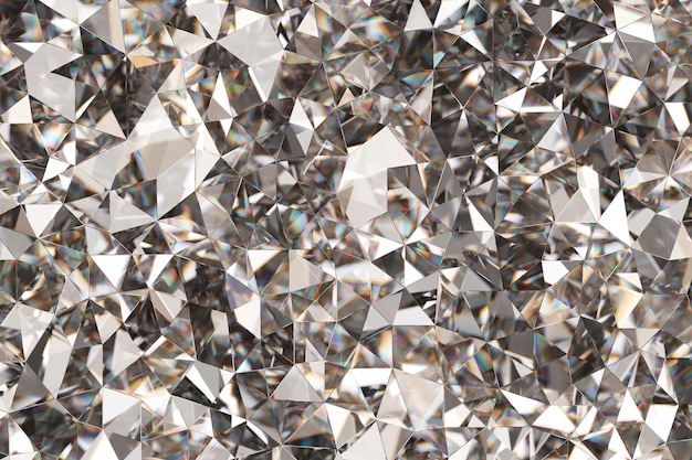Textura de cristales realistas abstractos de lujo con reflejo cáustico de espectro prisma Primer plano Representación 3D de fondo