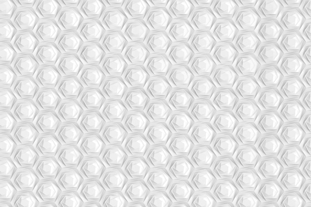 Textura de cuadrícula hexagonal tridimensional con celdas de diferentes profundidades con repisas. Ilustración 3d