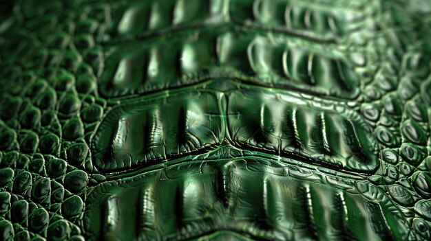 Textura de cuero de cocodrilo verde en primer plano