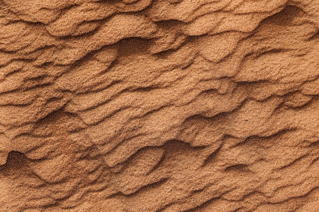Textura da areia na vista superior do fundo de areia ondulada do deserto