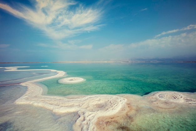 Textura da costa de mar de sal do mar morto