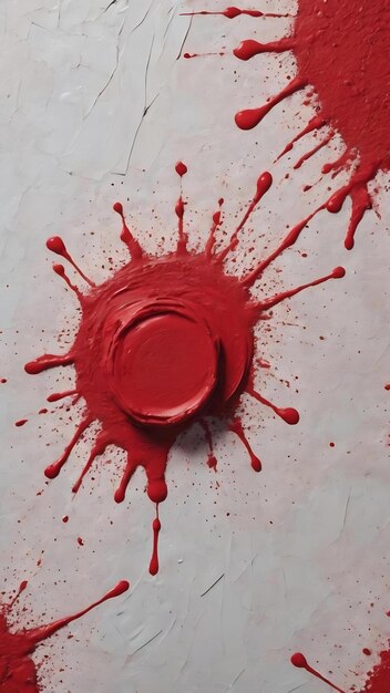 Foto textura da parede com um toque circular profundo de gesso coberto com tinta vermelha