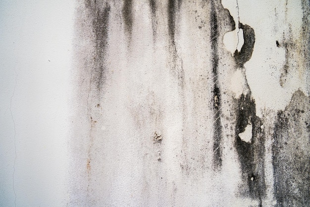 Textura da parede de concreto cinza velha para o fundo Ferrugem danificada no concreto da parede da superfície para o fundo Textura áspera na parede cinza forma áspera devido à camada de tinta descascada devido à chuva