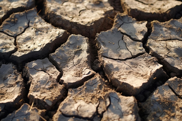 Textura da terra rachada Detalhes secos e acidentados do solo rachado