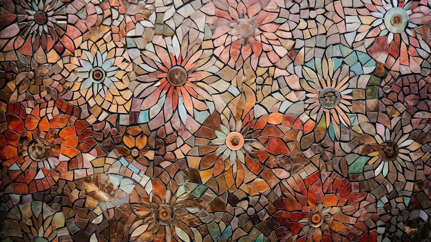 Textura de azulejo floral com padrões intrincados e cores vibrantes