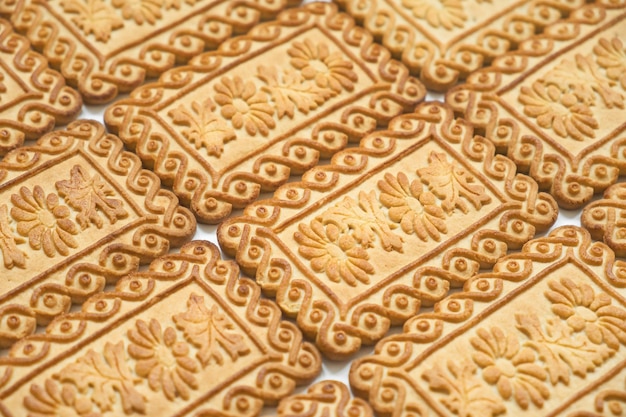 Textura de biscoito doce com belo padrão de fundo de comida Foco seletivo