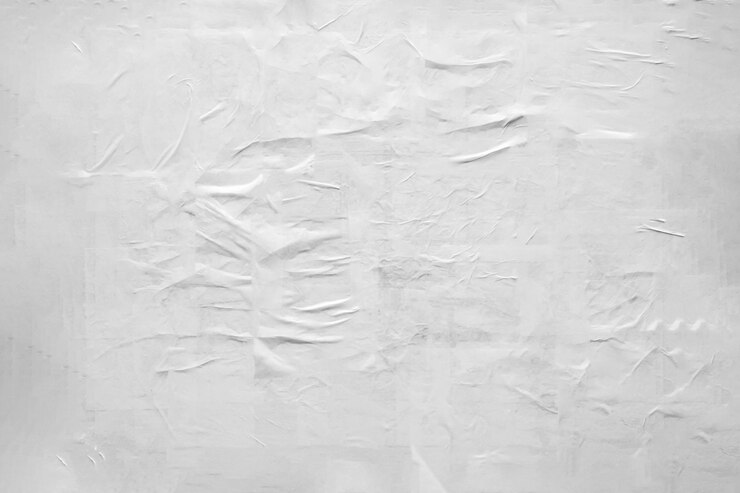 Foto textura de cartaz de papel amassado e amassado branco em branco