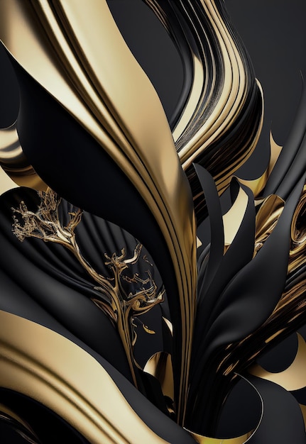 Textura de cetim abstrata preta e dourada gerada por inteligência artificial