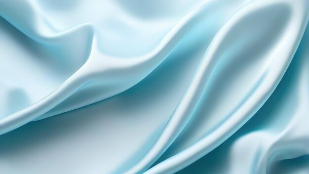 Textura de cetim azul claro que é um fundo panorâmico de tecido de seda prateado azul claro com um belo e natural padrão de desfocamento suave