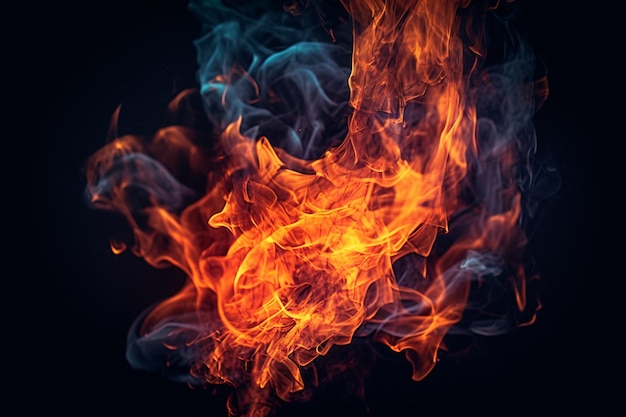 Textura de chamas de fundo de efeito de fogo em preto