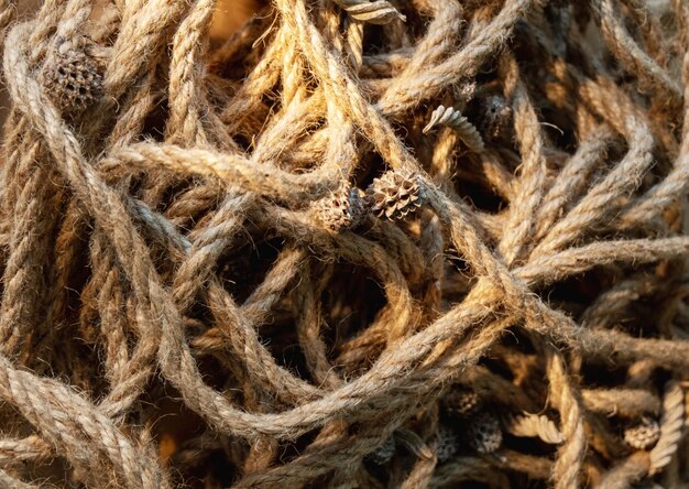 Textura de corda fundo rústico cordão de algodão torcido