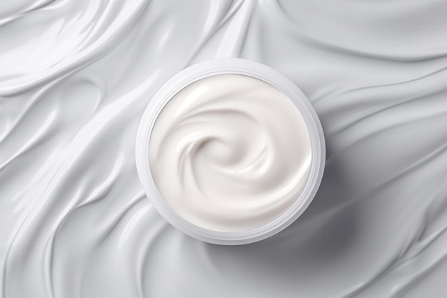 textura de creme de bálsamo branco cosmético em cinza claro