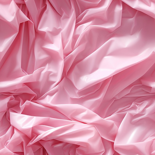 Textura de filme plástico enrugado com contrastes elegantes em um fundo rosa