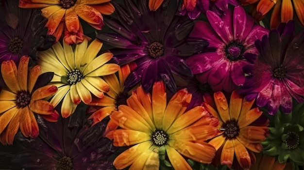 Textura de flores coloridas africanas vibrantes mistas para o papel de parede de fundo gerado pela IA