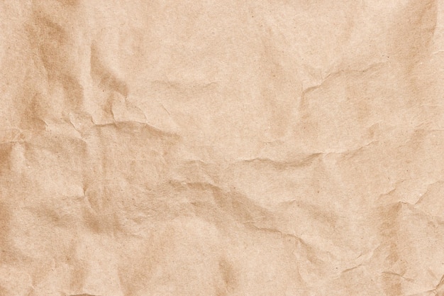 Textura de folha de papel kraft amassada Fundo de embrulho