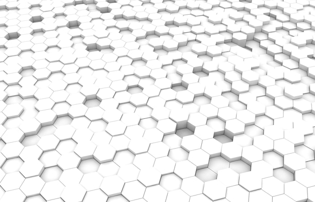 Textura de fundo 3D do hexágono branco ilustração de renderização em 3D Banner abstrato futurista