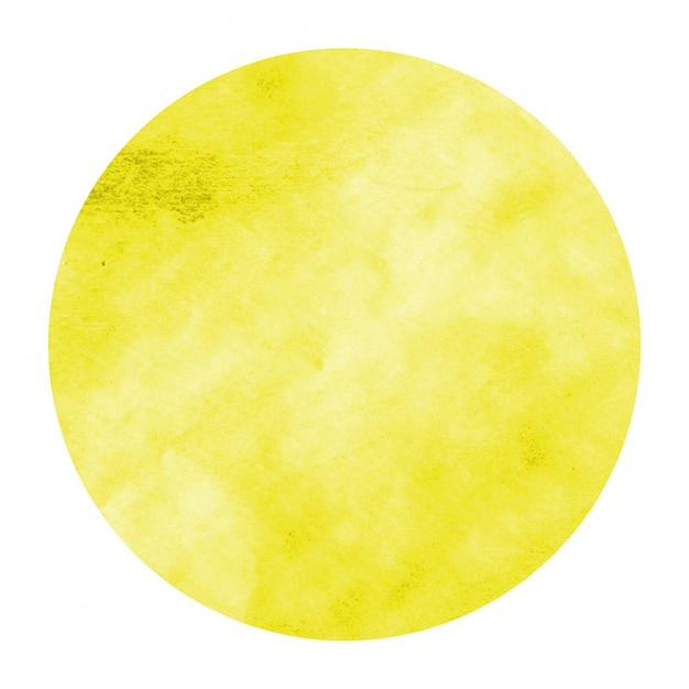 Textura de fundo amarelo aquarela mão desenhada moldura circular com manchas