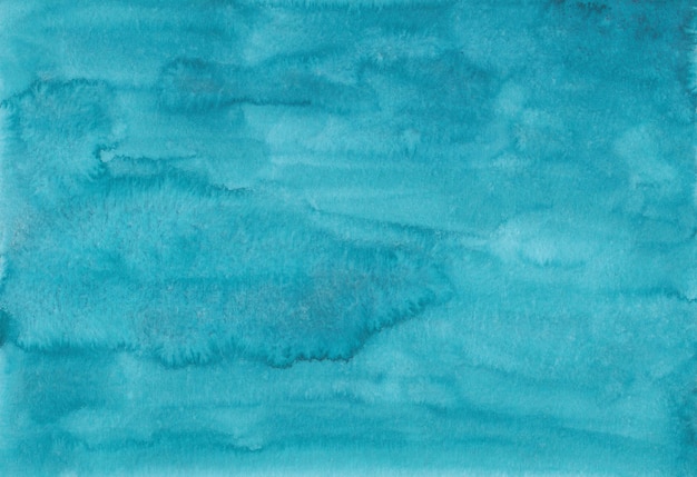 Textura de fundo azul aquarela mar calmo. Manchas de cor azul ciano tranquilo Aquarelle sobre papel, pintados à mão. Cenário de aquarela líquido.