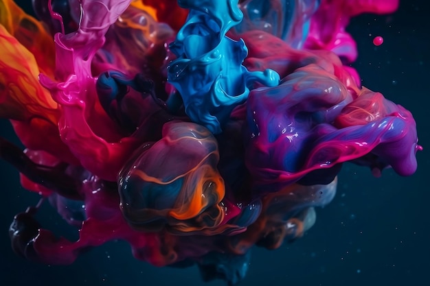 Textura de fundo colorida abstrata de tintas de fumaça Generative AI