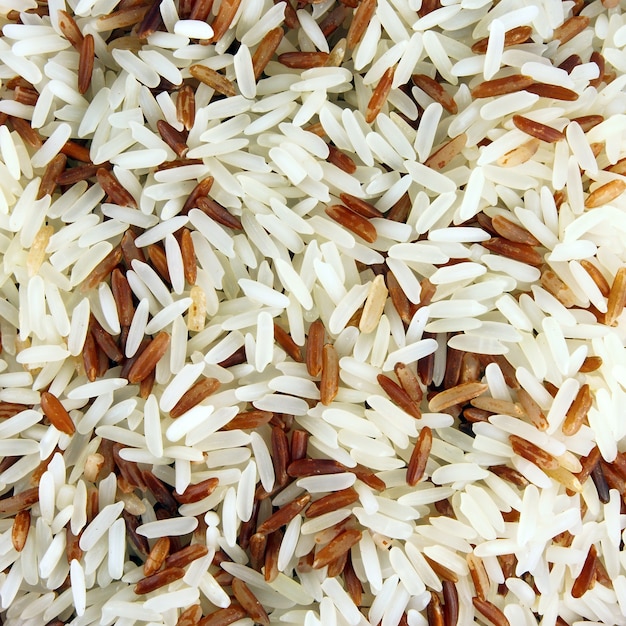 Foto textura de fundo de arroz e arroz integral