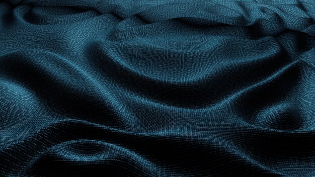 Textura de fundo de ondas de tecido de pano azul.