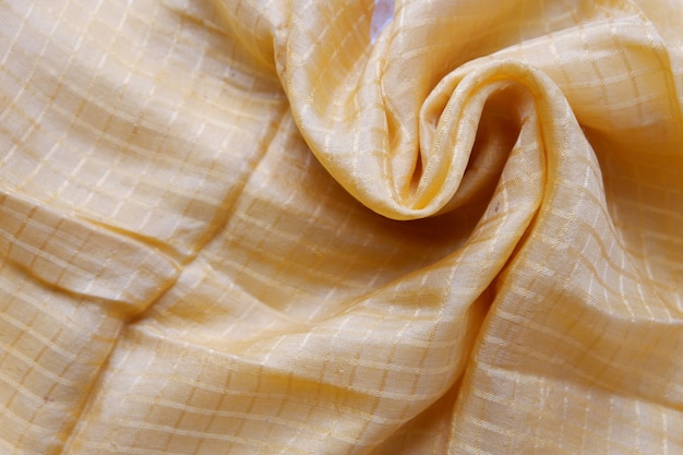 Textura de fundo de pano amarelo, bela textura de pano em close-up