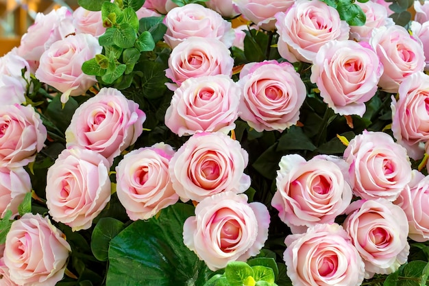 Textura de fundo de rosas artificiais de cor rosa suave.