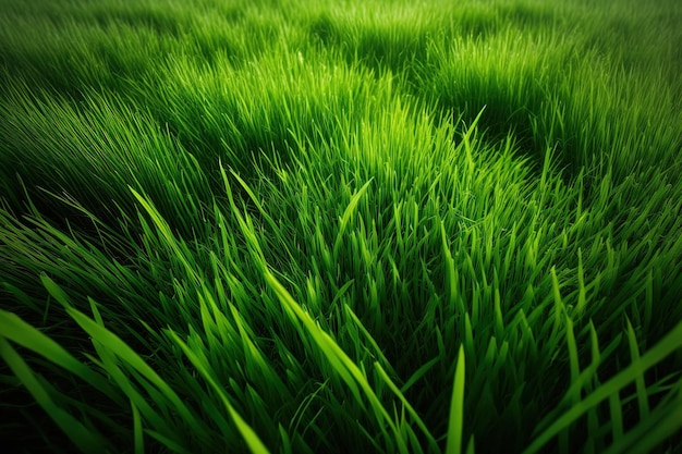 Textura de fundo de um campo de grama verde vibrante perspectiva horizontal