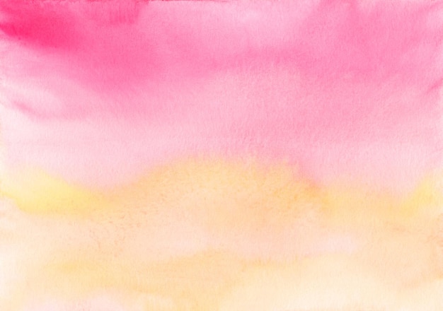 Textura de fundo ombre rosa pastel aquarela e amarela pintada à mão