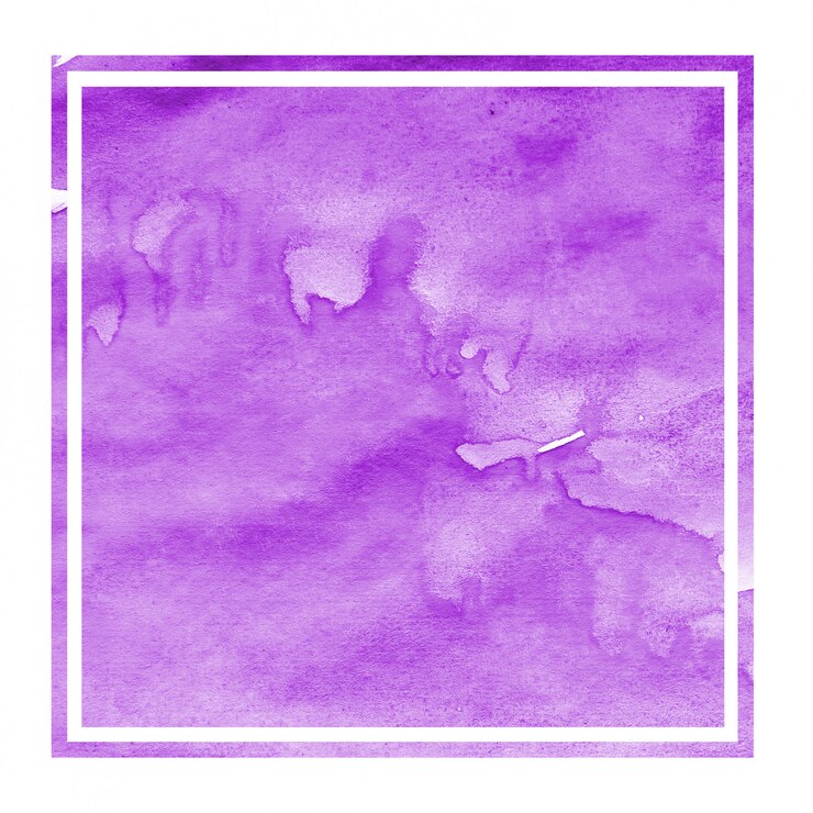 Foto textura de fundo roxo aquarela mão desenhada moldura retangular com manchas