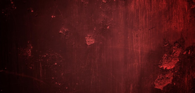 Textura de fundo vermelho grunge abstrato, paredes de fundo vermelho escuro assustadoras cheias de arranhões e manchas