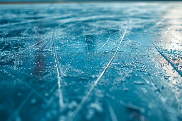 Textura de gelo brilhante CloseUp de superfície congelada com padrões intrincados
