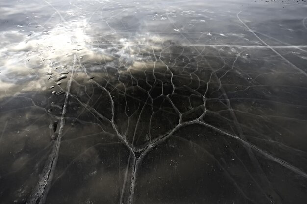 textura de gelo rachado, fundo frio de inverno sazonal abstrato, gelo natural, gelo quebrado em um lago